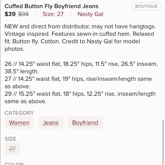 EUC Nasty Gal Relaxed Fit Cuffed Crop Length Jeans - Picture 5 of 5